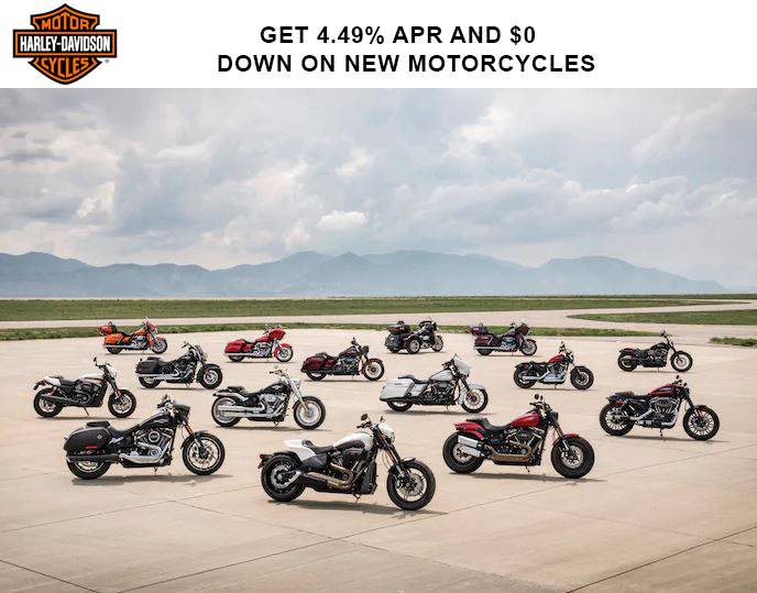  Harley-Davidson - Get 4.49%* APR and $0 Down* on New Motorcycles