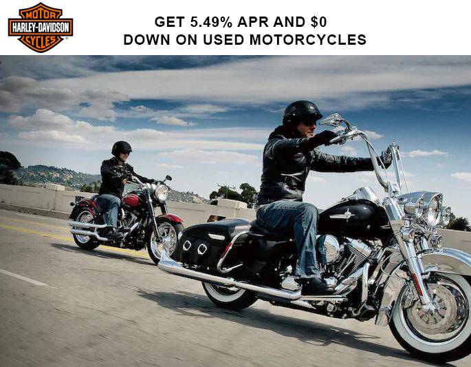  Harley-Davidson - Get 5.49% APR* and $0 DOWN* on Used Motorcycles